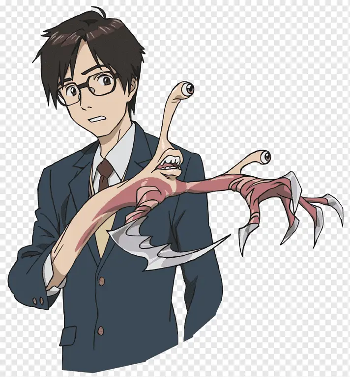 Shinichi dan Migi, serta karakter pendukung lainnya Karakter-karakter utama dalam anime Kiseijuu: Sei no Kakuritsu