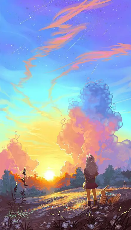 Pemandangan indah dari dunia fantasi Isekai Gambar pemandangan anime Isekai