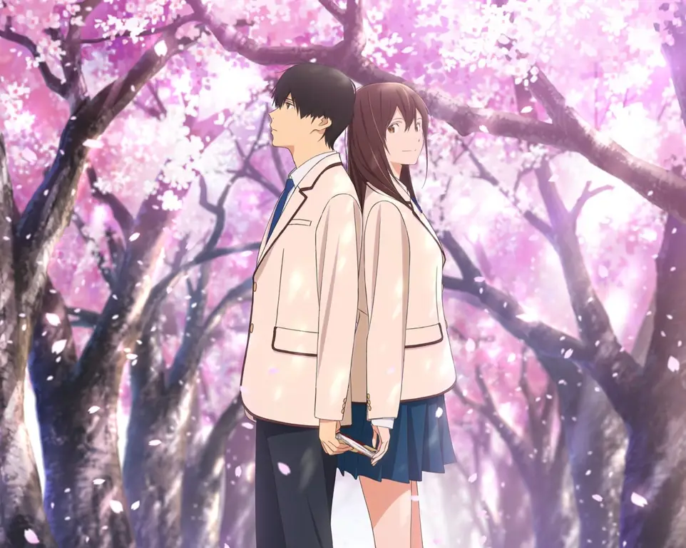 Persahabatan Sakura dan karakter utama Gambar Sakura dan karakter utama dalam anime I Want to Eat Your Pancreas