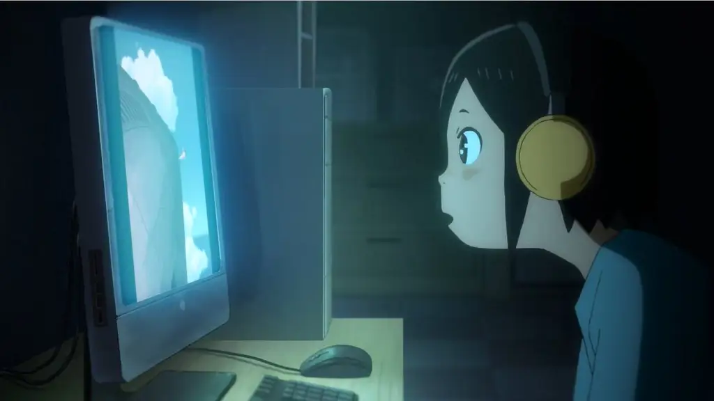 Menikmati Anime di iPad Seseorang menonton anime di iPad